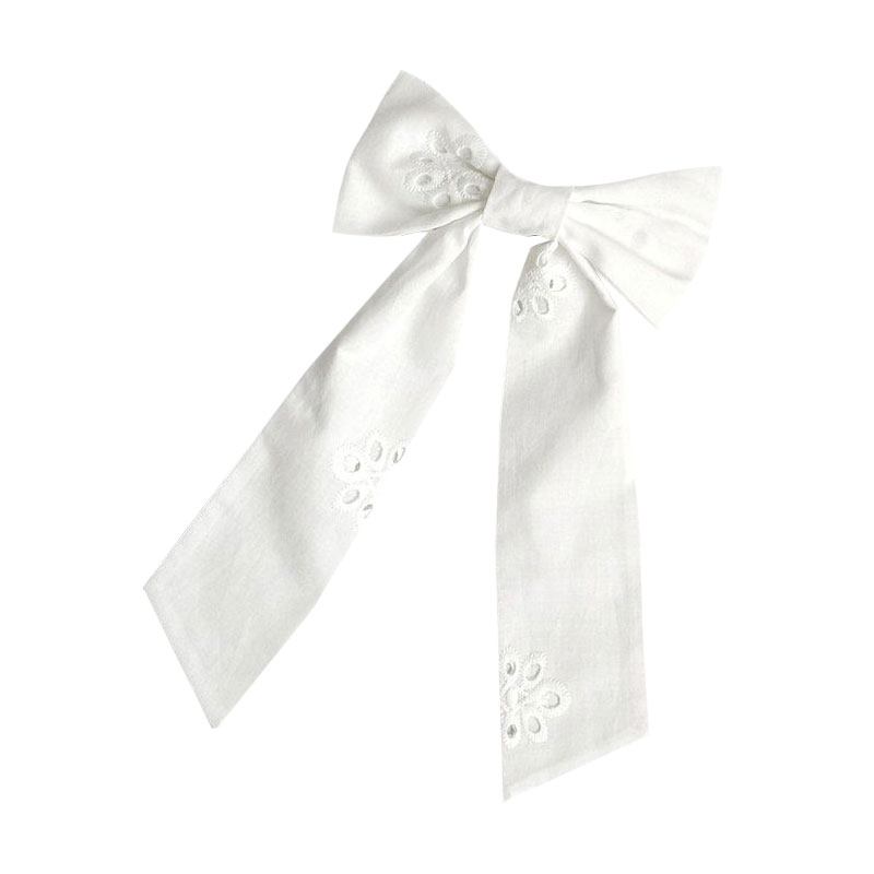 Бант для волосся Miso на автоматі, прошва, біла стрічка, менше візерунку, 1 шт (S014)
